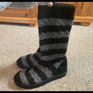 New: UGGs Cable-knit Tall Striped Sweater Boots